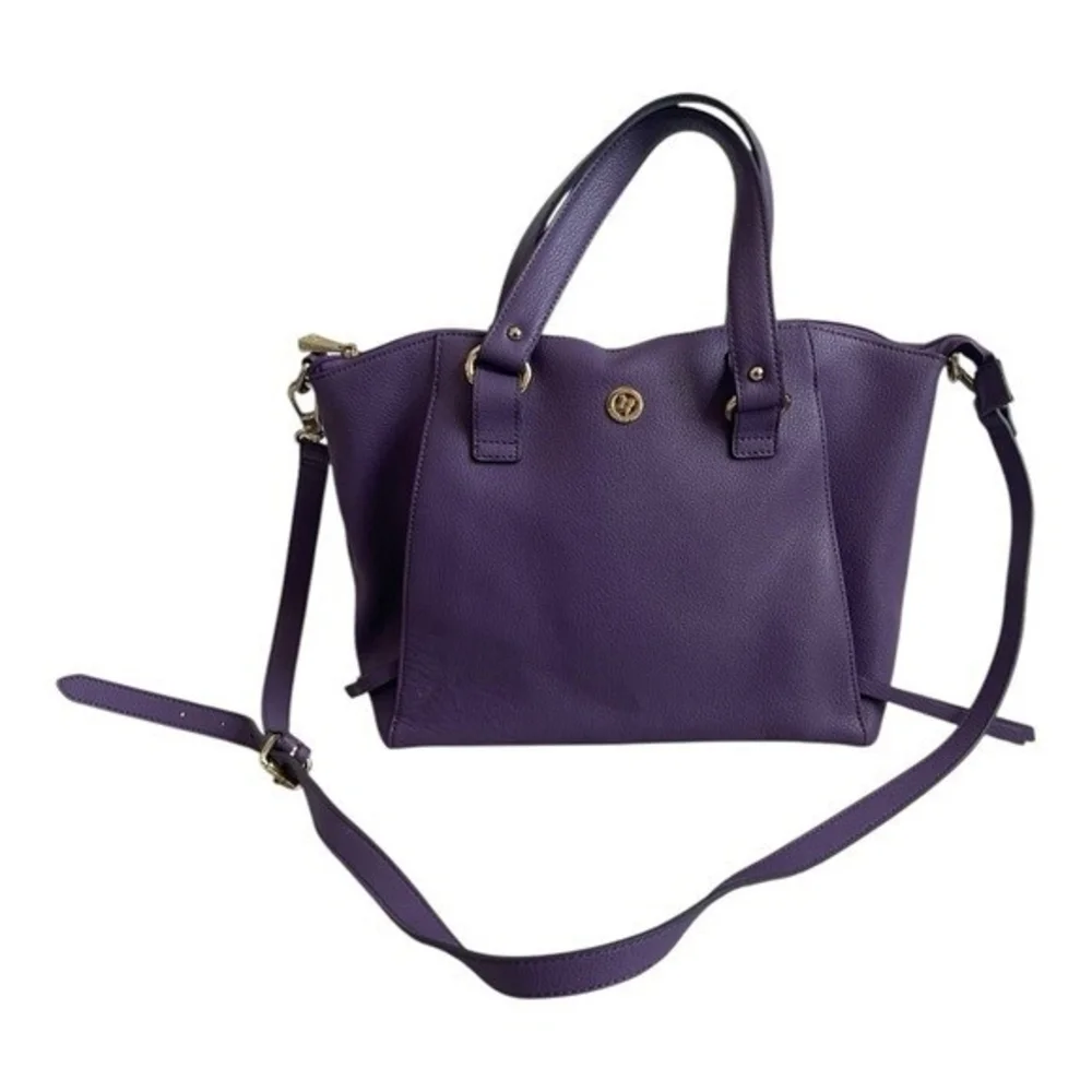 Ora Delphine Adele Purple Leather Satchel Crossbody Tote Shoulder Bag Very Good